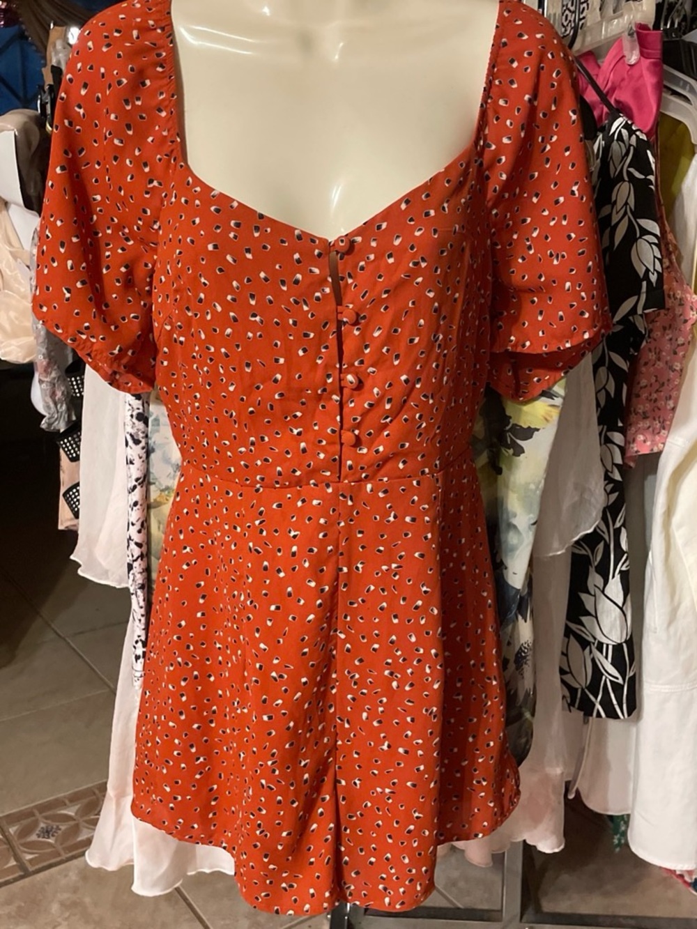 emory park Red Printed Short Romper